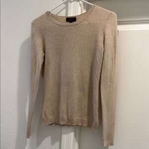 Charter Club Tan Crew Neck Cashmere Sweater with Slim Fit